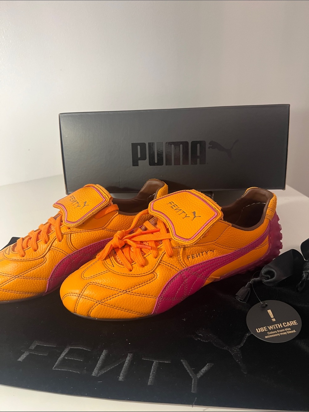 Puma Orange & Pink FENTY Retro Spike-Back Sneakers -new ,authentic